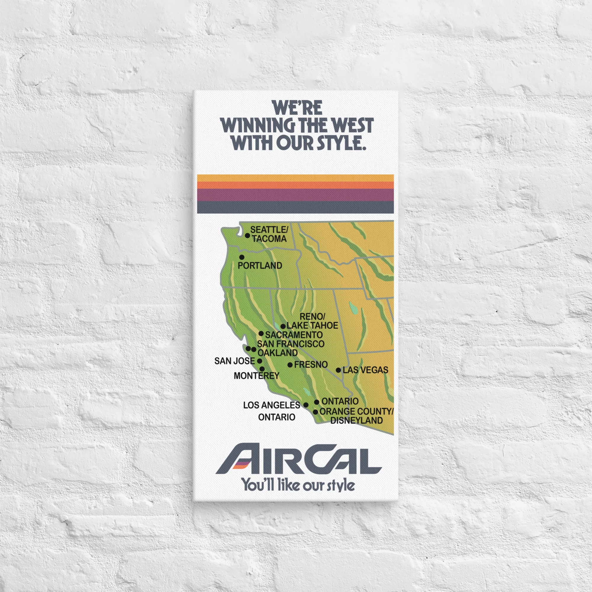AirCal Winning West Airline Map Canvas