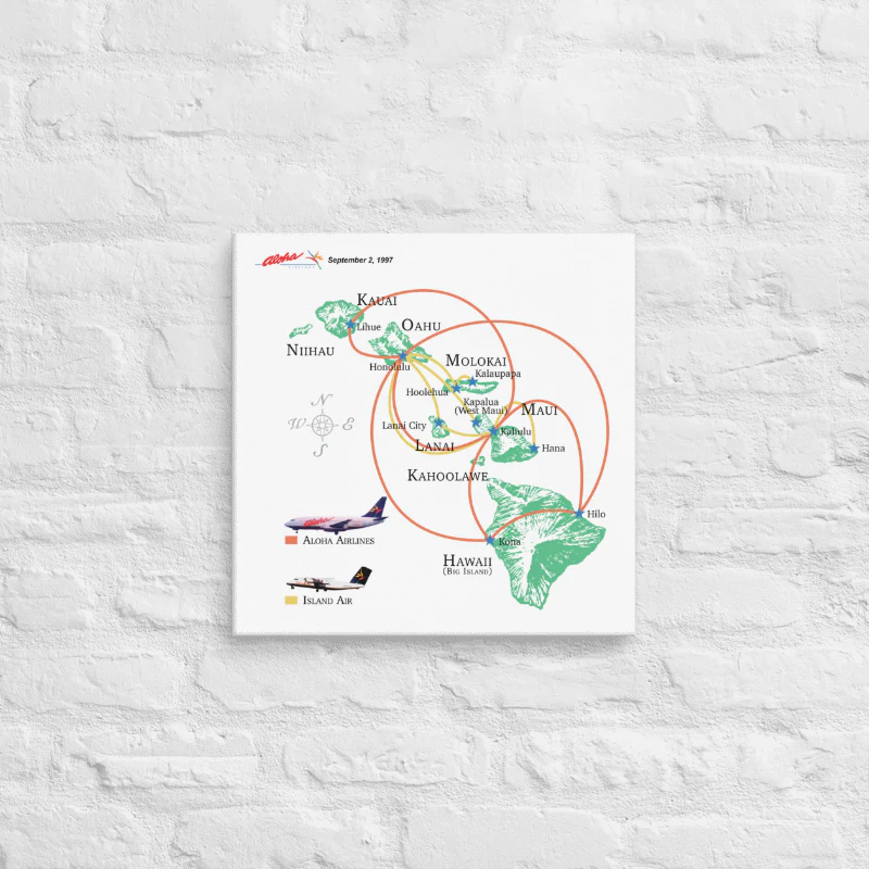 Aloha Airlines September 1997 Airline Map Canvas