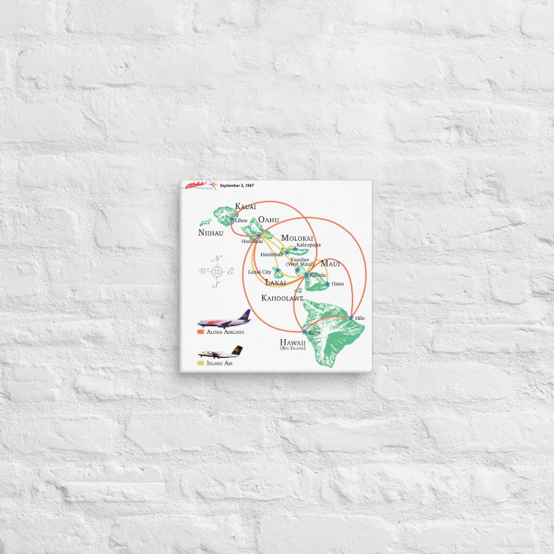 Aloha Airlines September 1997 Airline Map Canvas - Image 2